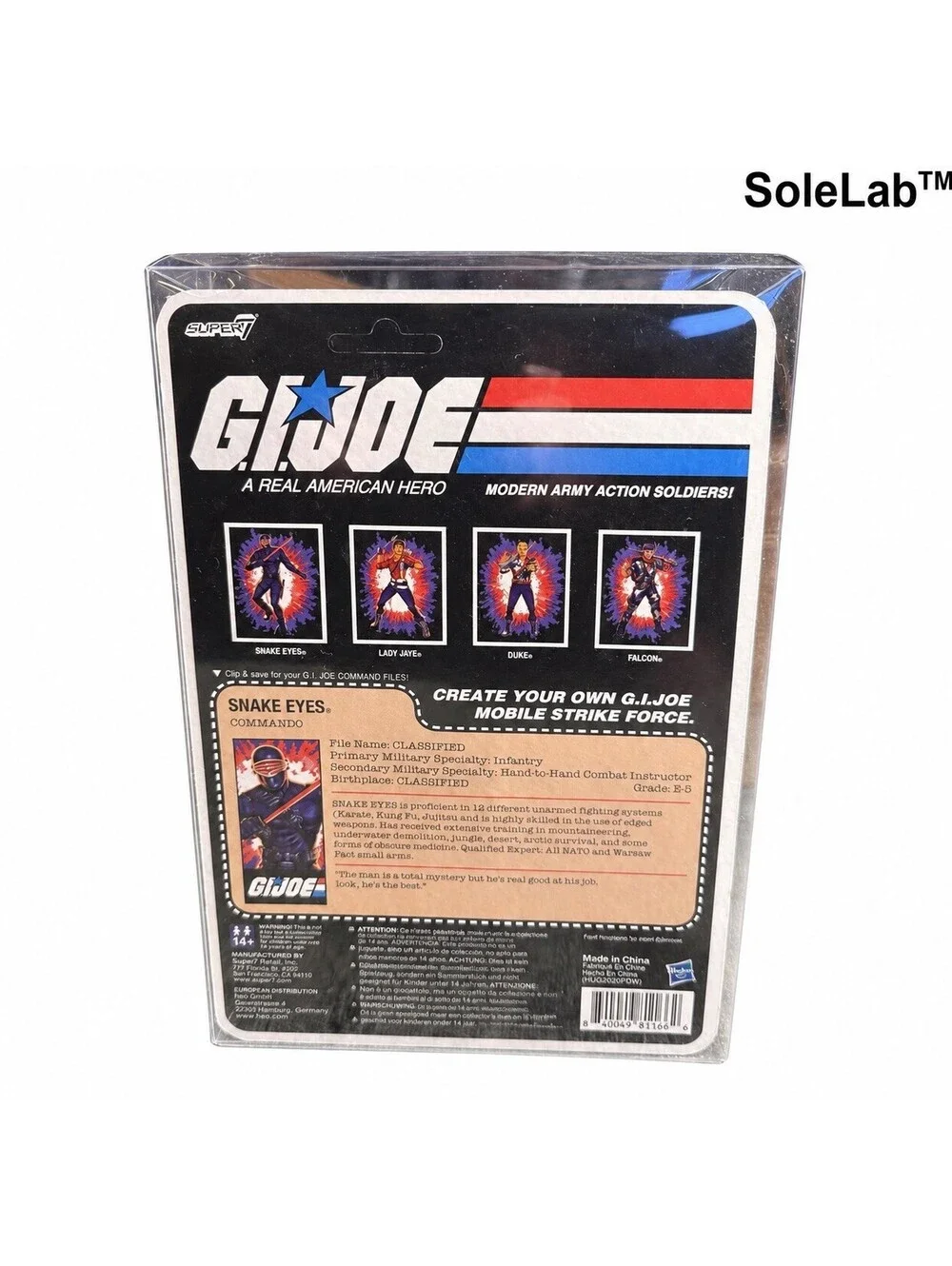 G.I. Joe ReAction+ Snake Eyes 250th Anniversary New w/ Protective Case